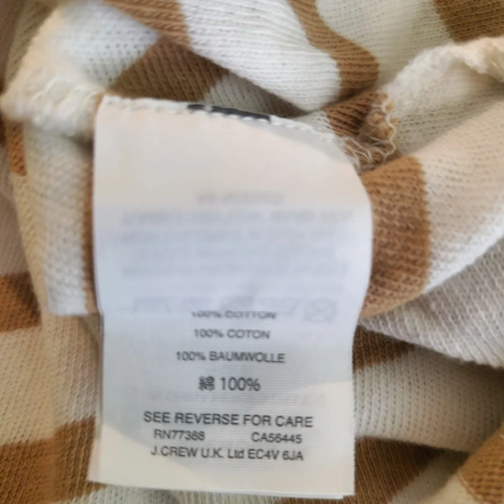 J. Crew Top Long Sleeve Brown White Striped Oversized XXS